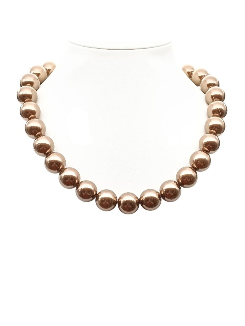 Brown Faux Pearl Necklace with Large Beads Vintage Statement Jewelry